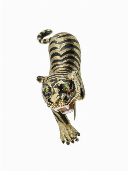 Spilla tigre con smalti policromi  - Asta Fine Jewels - Associazione Nazionale - Case d'Asta italiane