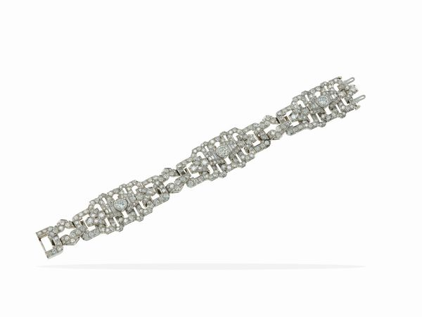 Bracciale con diamanti taglio brillante, taglio vecchio e huit-huit per totale ct 24.00 circa  - Asta Fine Jewels - Associazione Nazionale - Case d'Asta italiane