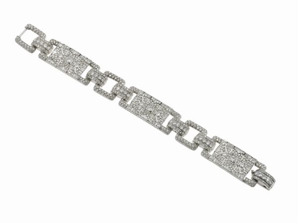 Bracciale con diamanti di vecchio taglio, taglio huit-huit e baguette  - Asta Fine Jewels - Associazione Nazionale - Case d'Asta italiane