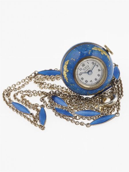 Catena con orologio pendente con smalti. Firmato Taillard Genève  - Asta Fine Jewels - Associazione Nazionale - Case d'Asta italiane