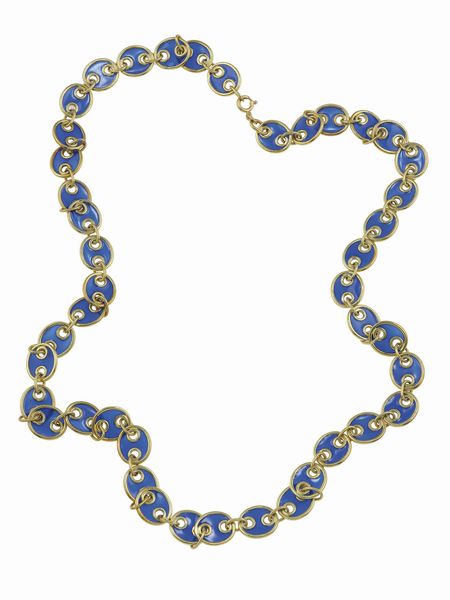 Collana lunga con smalto blu plique-à-jour  - Asta Fine Jewels - Associazione Nazionale - Case d'Asta italiane