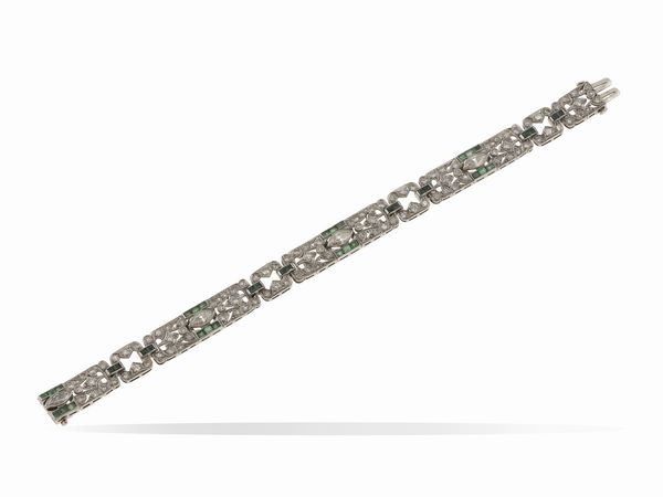 Bracciale con diamanti e smeraldi  - Asta Fine Jewels - Associazione Nazionale - Case d'Asta italiane