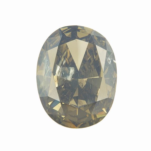 Diamante fancy dark yellow-brown, taglio ovale brillante, di ct 12.05  - Asta Fine Jewels - Associazione Nazionale - Case d'Asta italiane