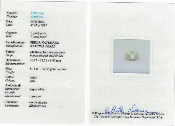 Pendente con perla naturale di ct 8.14  - Asta Fine Jewels - Associazione Nazionale - Case d'Asta italiane