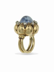 Anello con zaffiro Sri Lanka stellato  - Asta Fine Jewels - Associazione Nazionale - Case d'Asta italiane