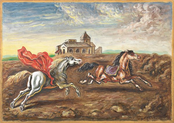 Giorgio de Chirico : Due cavalli in un paese  - Asta Arte Moderna - Associazione Nazionale - Case d'Asta italiane