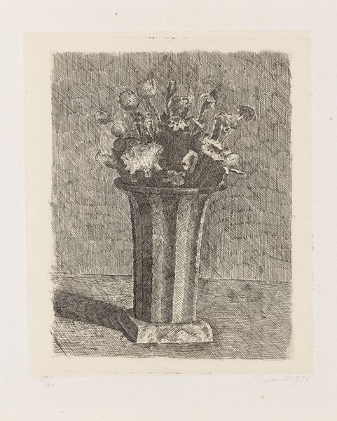 Giorgio Morandi : Vaso a strisce con fiori  - Asta Arte Moderna - Associazione Nazionale - Case d'Asta italiane