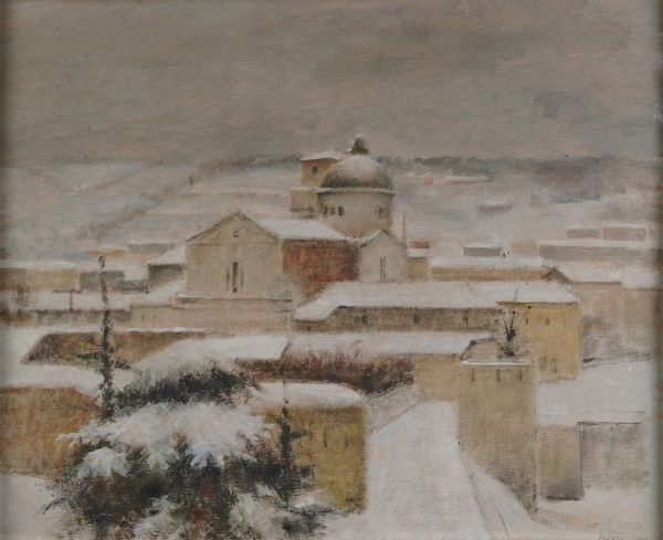 ORAZIO PIGATO : Paesaggio innevato  - Asta Dipinti del XIX e XX secolo - Associazione Nazionale - Case d'Asta italiane