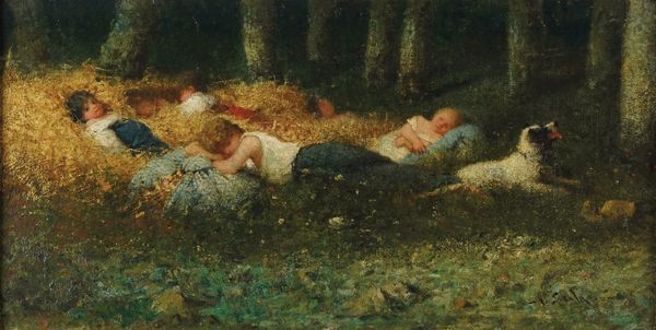 Pittore del XIX secolo La siesta nella stalla  - Asta Dipinti del XIX e XX secolo - Associazione Nazionale - Case d'Asta italiane