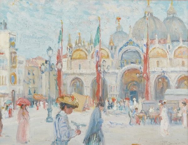 Firma da decifrare Figure in Piazza San Marco  - Asta Dipinti del XIX e XX secolo - Associazione Nazionale - Case d'Asta italiane