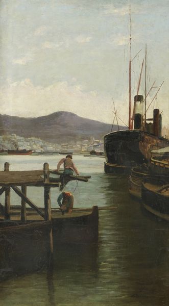 Antonio Varni : Mattino d'inverno nel porto di Genova  - Asta Dipinti del XIX e XX secolo - Associazione Nazionale - Case d'Asta italiane