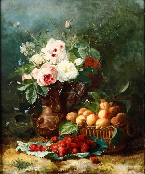 Louis Aristide Lon Constans (?) Natura morta di fiori e frutti  - Asta Dipinti del XIX e XX secolo - Associazione Nazionale - Case d'Asta italiane