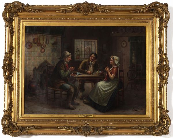 F. Lienditz (XIX-XX secolo) Scena dinterno  - Asta Dipinti del XIX e XX secolo - Associazione Nazionale - Case d'Asta italiane