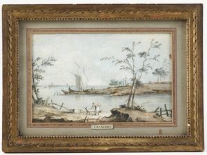 Francesco Guardi, alla maniera di - Vedute della laguna con figure