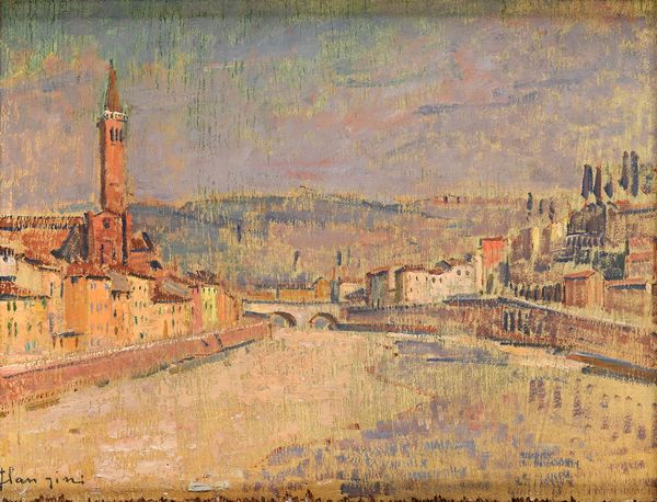 Giuseppe Flangini : Sull'Adige a Verona  - Asta Dipinti del XIX Secolo - Associazione Nazionale - Case d'Asta italiane