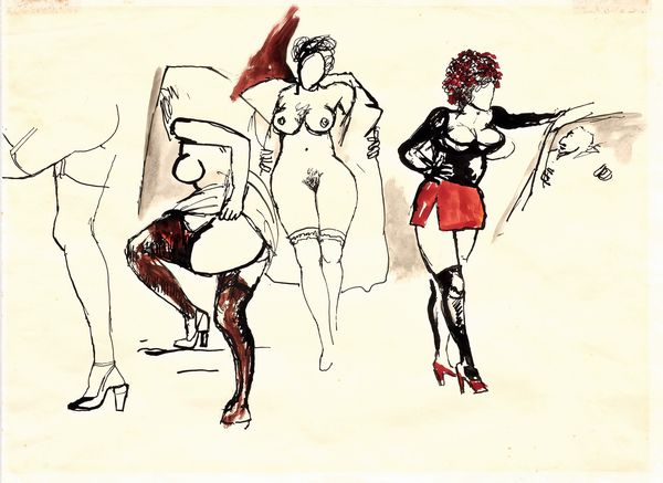 Renato Guttuso : Prostitute romane  - Asta Dipinti, Disegni, Sculture e Grafica - Associazione Nazionale - Case d'Asta italiane