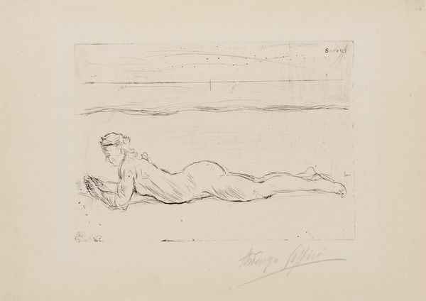 Ardengo Soffici : Donna sulla spiaggia  - Asta Dipinti, Disegni, Sculture e Grafica - Associazione Nazionale - Case d'Asta italiane