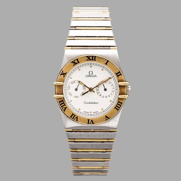 OMEGA : Omega Constellation, acciaio e oro, ref. n. 3961069 movimento al quarzo Omega 1444, 33x36 mm  - Asta Orologi da Polso - Associazione Nazionale - Case d'Asta italiane