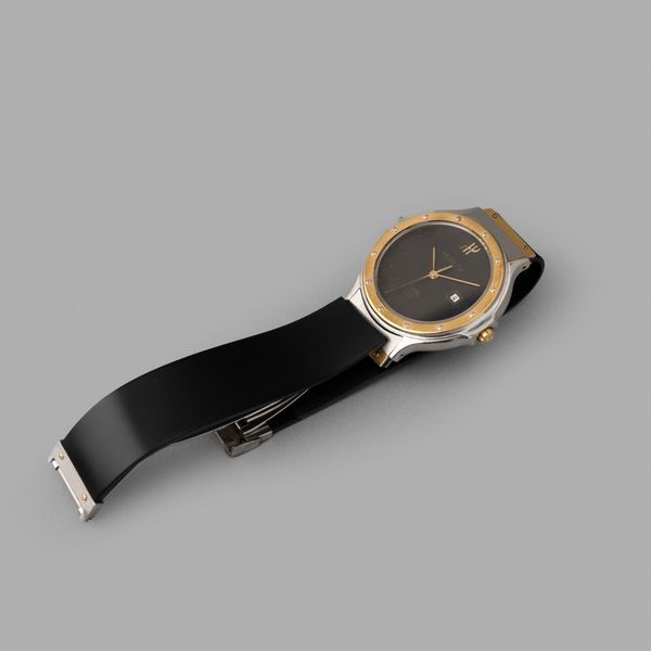 HUBLOT : Hublot MDM Lady acciaio e oro al quarzo, quadrante nero con datario, cinturino in gomma 30 mm  - Asta Orologi da Polso - Associazione Nazionale - Case d'Asta italiane