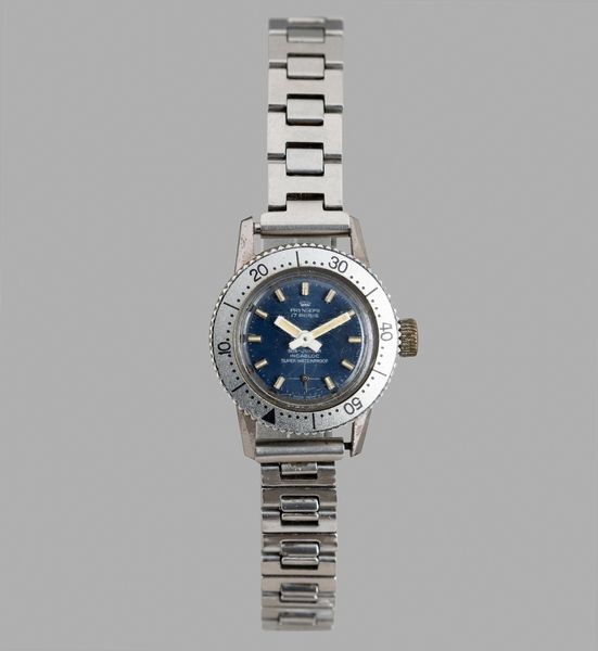 PRYNGEPS : Mini sub Junior Lady in acciaio carica manuale, quadrante blu soleil, 25 mm  - Asta Orologi da Polso - Associazione Nazionale - Case d'Asta italiane