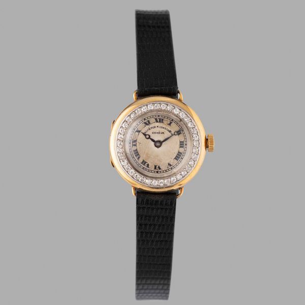 Vacheron & Constantin : Vacheron& Constantin lady, cassa in oro giallo, diamanti taglio huit-huit, cinturino in pelle  - Asta Orologi da Polso - Associazione Nazionale - Case d'Asta italiane