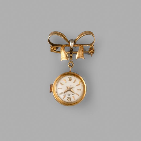 PRYNGEPS : Pryngeps elegante orologio spilla da signora in oro giallo 18k, 17 mm  - Asta Orologi da Polso - Associazione Nazionale - Case d'Asta italiane