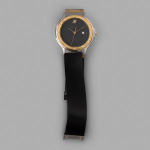 HUBLOT : Hublot MDM Lady acciaio e oro al quarzo, quadrante nero con datario, cinturino in gomma 30 mm  - Asta Orologi da Polso - Associazione Nazionale - Case d'Asta italiane