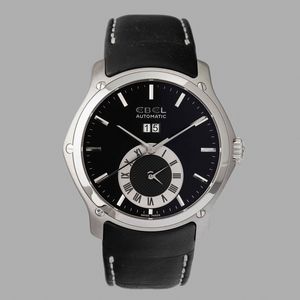 EBEL - Ebel Hexagon, quadrante nero con datario, in acciaio, movimento automatico, 48 mm