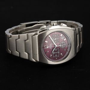 Festina : Chronograph F14 in acciaio di forma tonneau con bracciale integrato, moviento al quarzo con quadrante color vinaccia, 44x39 mm  - Asta Orologi da Polso - Associazione Nazionale - Case d'Asta italiane