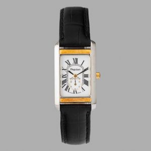 PHILIPPE WATCH - Philippe Watch Tank, acciaio e oro, quadrante bianco con secondi al sei, 27,5x22 mm