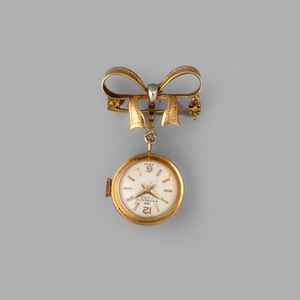 PRYNGEPS - Pryngeps elegante orologio spilla da signora in oro giallo 18k, 17 mm