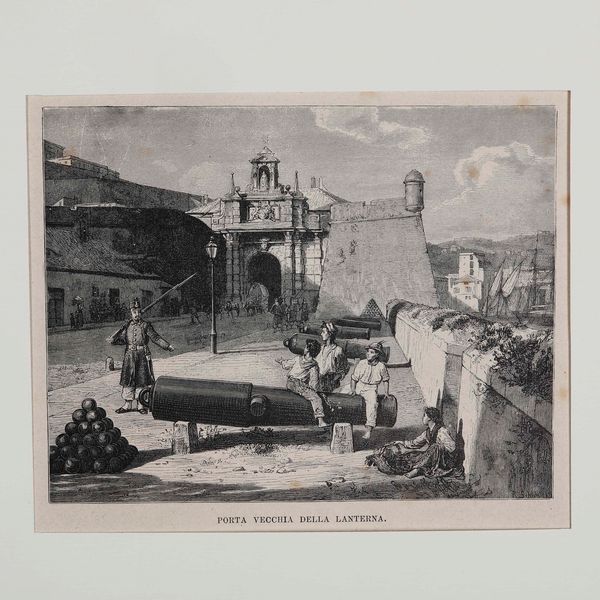 Genova-vedute - R. Brandard, veduta di Genova, cm 23x33,3;<BR>- Porta vecchia della lanterna, illustrazione tratta presumibilmente dal volume Italia. Viaggio pittoresco dalle Alpi all'Etna, dimensioni ritaglio cm 34,5x27,5  - Asta Stampe - Associazione Nazionale - Case d'Asta italiane