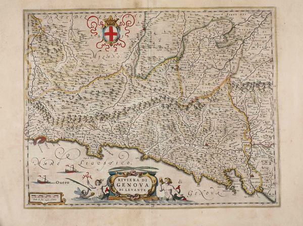 Carta topografica della riviera di levante genovese, 1640  - Asta Stampe - Associazione Nazionale - Case d'Asta italiane