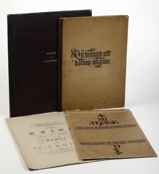 Quattro album di incisioni - La rivelazione segreta di Giovanni. 15 immagini complete basate su disegni a mano di Albrecht Durer con il commento e l'interpretazione del Prof. Dr. J.H. Sepp.<BR>- Illustrazioni del Reno dipinte dal naturale da S. Prout.<BR>Londra, R. Ackermann, 1823<BR>- Sei piatti dai lavori di Lucas Cranach<BR>Weimar, Wilhelm Muller, 1858<BR>- Album di incisioni ungheresi di soggetto religioso, XX secolo  - Asta Stampe - Associazione Nazionale - Case d'Asta italiane