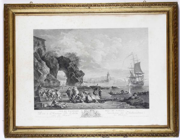 Le Bas- Robert Daudet. Vedute di Napoli e Posillipo, Francia secolo XVIII  - Asta Stampe - Associazione Nazionale - Case d'Asta italiane