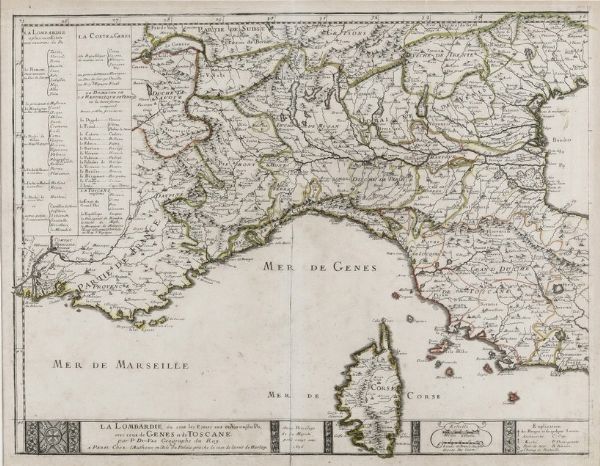 Pierre Du Val (1618-1683) La Lombardie ou sont les estats aux environs su Po, avec ceux de Genes et de Toscane... Par P. Du Val, 1676.  - Asta Stampe - Associazione Nazionale - Case d'Asta italiane