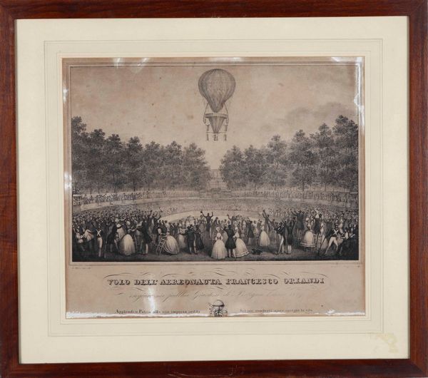 Aereonautica - Storia del volo<BR> Volo dell'areonauta Francesco Orlandi..Bologna,1839<BR>  - Asta Stampe - Associazione Nazionale - Case d'Asta italiane