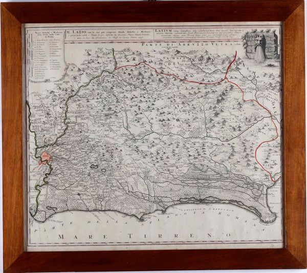 Heredi Homann Il Lazio con le sue pi cospicue strade antiche  moderne... data in luce da Domenico de Rossi, in anno 1696 (ma edizione Homann, 1745)  - Asta Stampe - Associazione Nazionale - Case d'Asta italiane