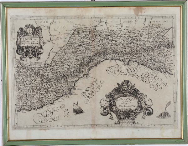 Antonio Magini Liguria o stato della Republica di Genova, Bologna, 1620  - Asta Stampe - Associazione Nazionale - Case d'Asta italiane