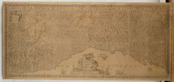 Chafrion, Joseph (1653-1698) Carta del la Riviera de Genova con sus verdaderos confines y caminos. / Topographia de la Liguria. Dedicada A L'Excellmo Senor Conde de Melgar del Estado de Milan por D. Joseph Chafrion...Milano, Marcantonio dal Re, 1685  - Asta Stampe - Associazione Nazionale - Case d'Asta italiane