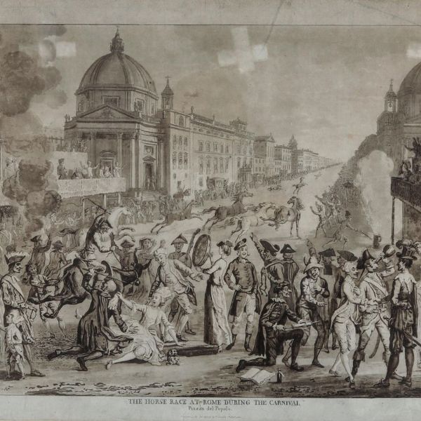 Paul Sandby (1731-1809) Scene del Carnevale romano con la corsa dei Berberi  - Asta Stampe - Associazione Nazionale - Case d'Asta italiane