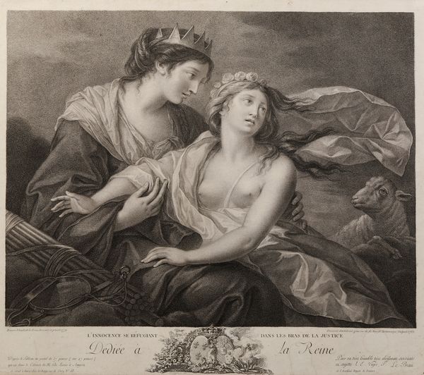 Francesco Bartolozzi da un soggetto di lisabeth Louise Vige Le Brun L'innocenza si rifugia tra le braccia della giustizia, 1783<BR>  - Asta Stampe - Associazione Nazionale - Case d'Asta italiane