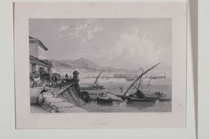 Genova-vedute - R. Brandard, veduta di Genova, cm 23x33,3;<BR>- Porta vecchia della lanterna, illustrazione tratta presumibilmente dal volume Italia. Viaggio pittoresco dalle Alpi all'Etna, dimensioni ritaglio cm 34,5x27,5  - Asta Stampe - Associazione Nazionale - Case d'Asta italiane