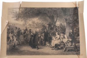 Paul Girardet, Neuchtel 1821 - 1893 Due stampe calcografiche con scene di genere  - Asta Stampe - Associazione Nazionale - Case d'Asta italiane