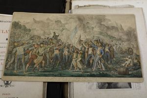 AA.VV. Raccolta di 88 stampe napoleoniche, inclusa l'Histoire de Napolon. Suite de Sujets composes et dessins par Victor Adam, les Portraits par N. Maurin, rilegata in cartoncino  - Asta Stampe - Associazione Nazionale - Case d'Asta italiane