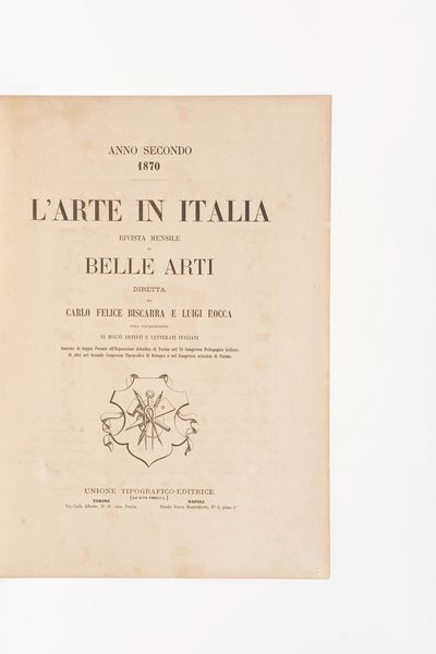 Autori vari- incisioni scuola dei grigi L'arte in Italia rivista mensile di belle arti anno primo e secondo, Torino, Unione tipografico-editrice, 1869-1870  - Asta Libri Antichi - Associazione Nazionale - Case d'Asta italiane