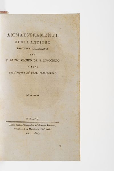 Classici Italiani - edizione del secolo XIX Raccolta di Classici Italiani, stampati a Milano nella prima met del secolo XIX dalla Societ tipografica dei Classici Italiani. Sono presenti 168 tomi.  - Asta Libri Antichi - Associazione Nazionale - Case d'Asta italiane