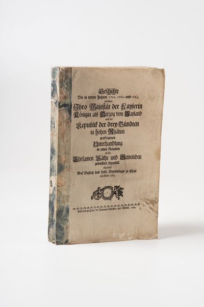 Autori vari-Lombardia-governo austriaco Raccolta di scritti in tedesco e italiano relativi ai Comuni delle Tre Leghe...Johannes Pfeffer, Wittenburg, 1764. Rilegato insieme a: Indulto pontificio sopra lasilo sacro della Lombardia austriaca in Milano nella regia ducal corte, per Giuseppe Richino Malatesta, 1758.  - Asta Libri Antichi - Associazione Nazionale - Case d'Asta italiane