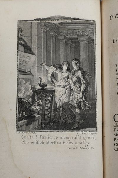 Ludovico Ariosto Orlando furioso. Tomi dal 1 al 4. Birmingham dai torchi di G.Baskerville per P. Molini libraio dell'accademia reale, e G.Molini, 1773  - Asta Libri Antichi - Associazione Nazionale - Case d'Asta italiane