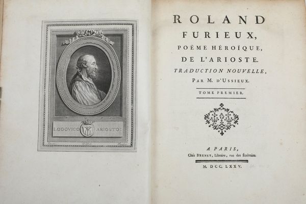 Ludovico Ariosto Roland Furieux pome hroque de l'Arioste. Traduction nouvelle, par M. D'Ussieux (tomi dall'1 al 4). A Paris, chez Brunet, 1775-1783.  - Asta Libri Antichi - Associazione Nazionale - Case d'Asta italiane